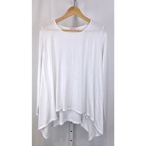 FRESH PRODUCE  Size XS S Stretch Ribbed Knit Pullover Top Hi Low Hem White